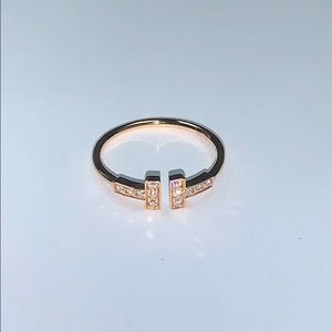 Tiffany T-wire diamond and rose gold ring